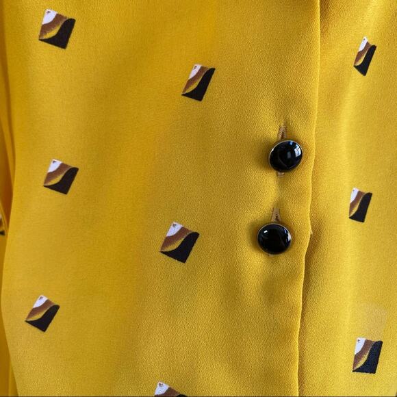 Mustard‎ Yellow Geo Print Short Sleeve Top - Picture 3 of 4